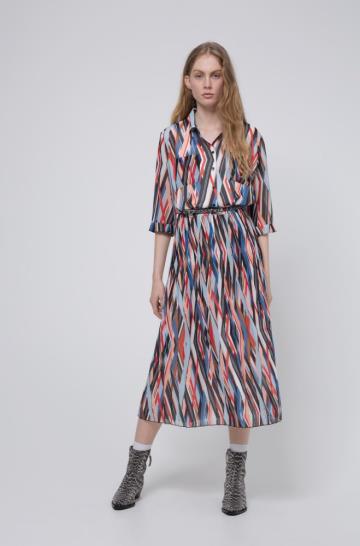 Sukienki Koszulowe HUGO Midi Zigzag Printed Patterned Damskie (Pl06708)
